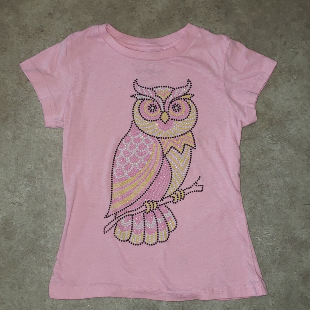 🎉$5🎉Glitter Party pink owl shirt